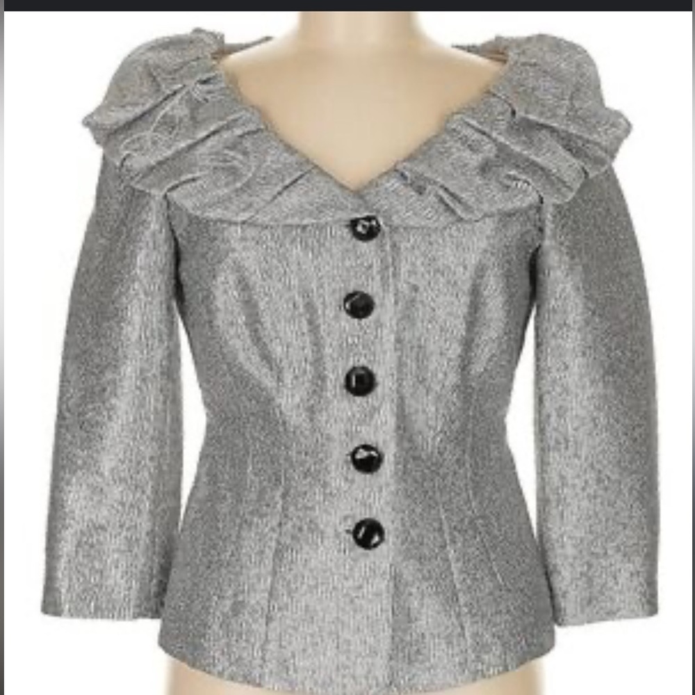 Adrianna Papell Silver Blazer with Black Accents